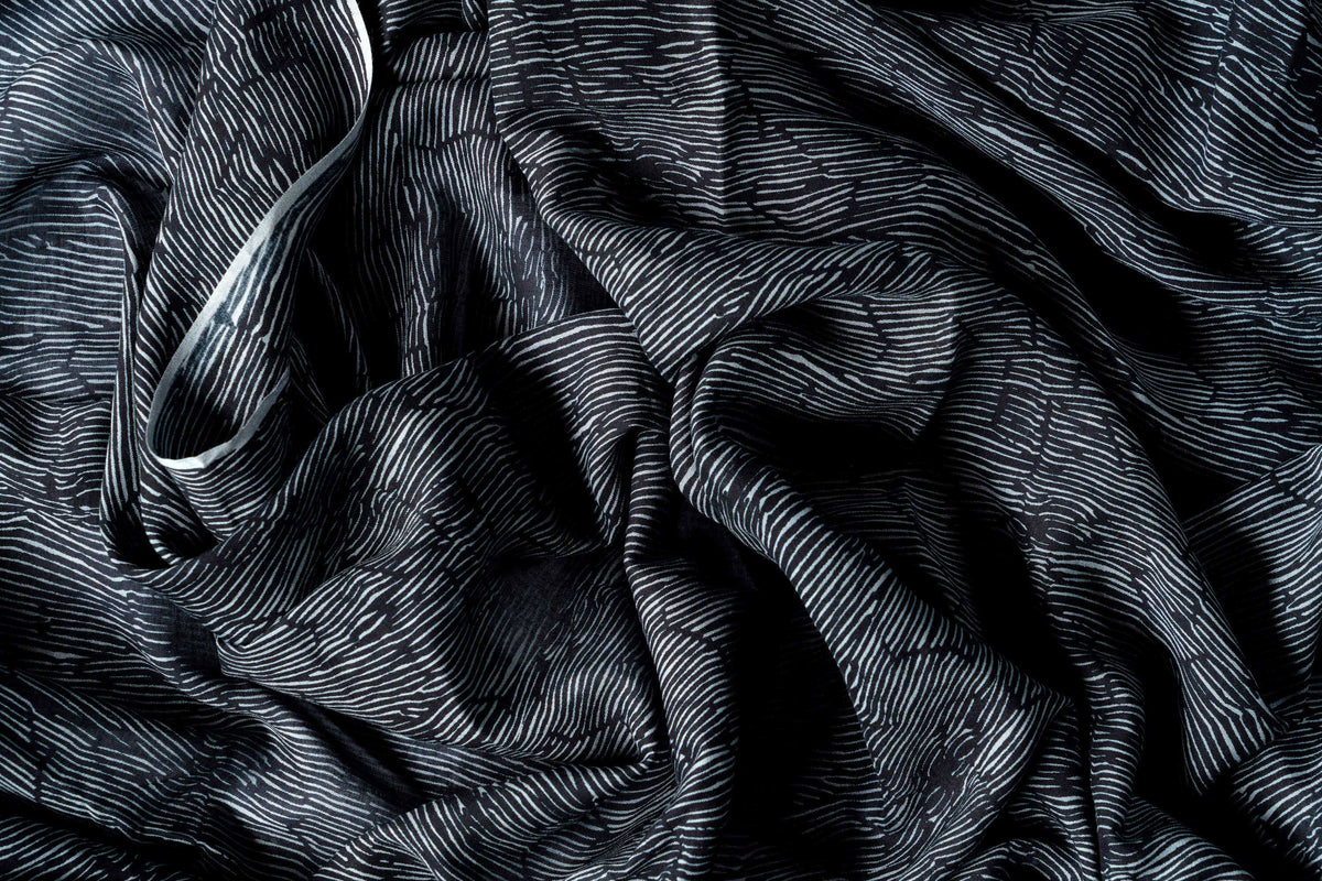 Black  & grey Echo voile ( soft natural cotton)