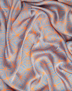 Blue and apricot silk sarong and scarf