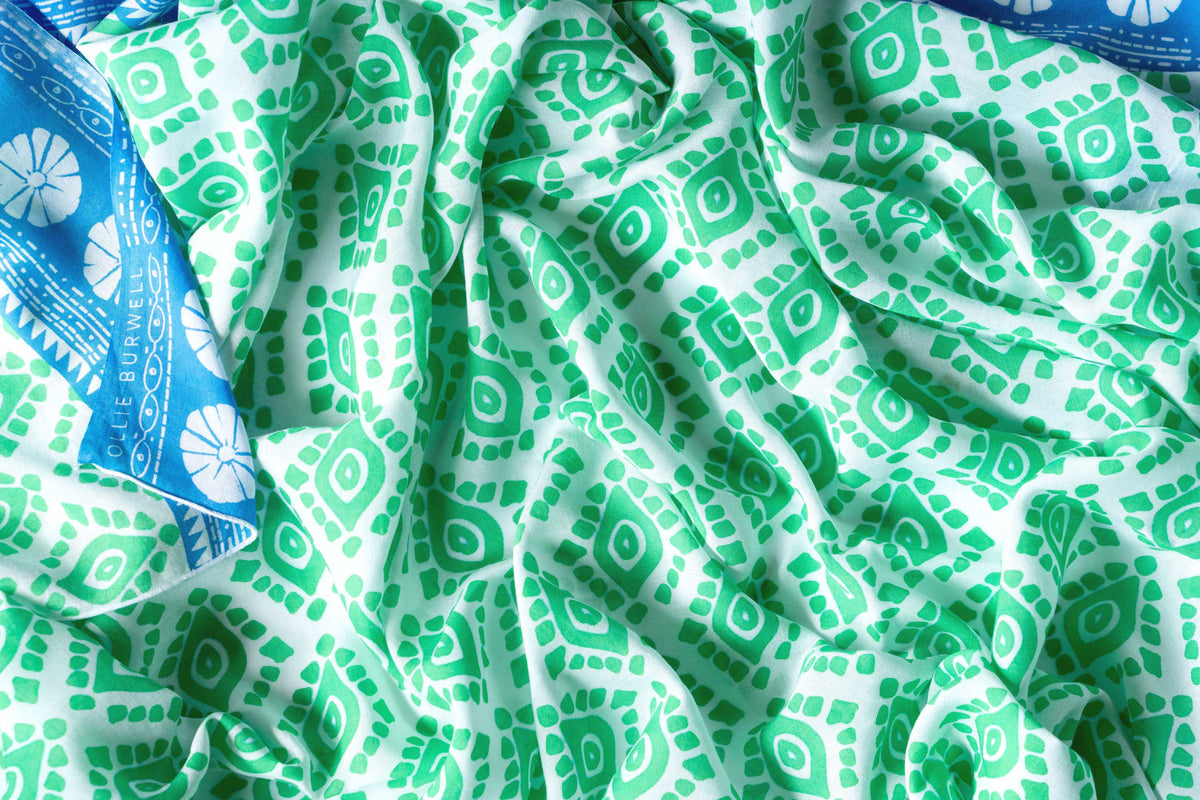 Geo -  Sea green & blue - voile