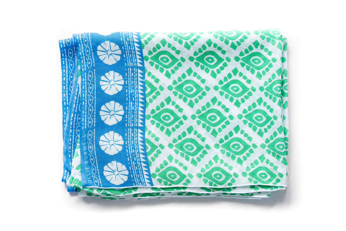 Geo -  Sea green & blue - voile