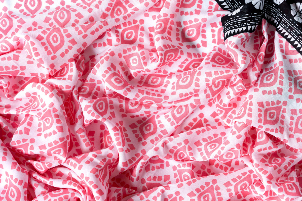 Geo - Pink and black border - voile