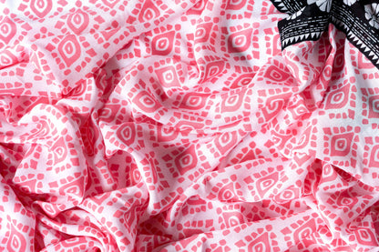 Geo - Pink and black border - voile