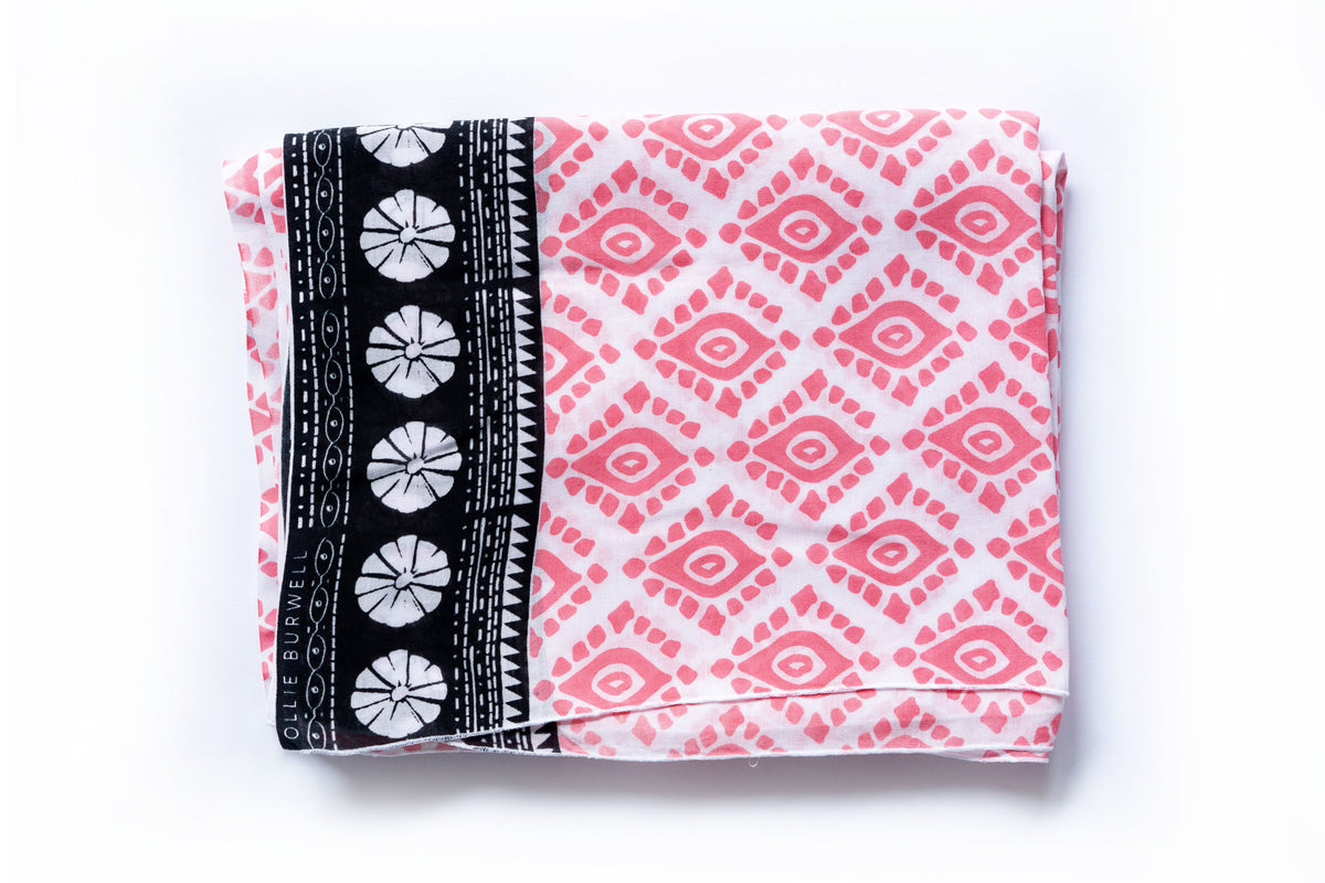Geo - Pink and black border - voile