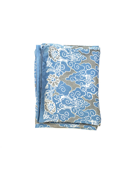 Ikat - Grey Blue   - silk  NEW