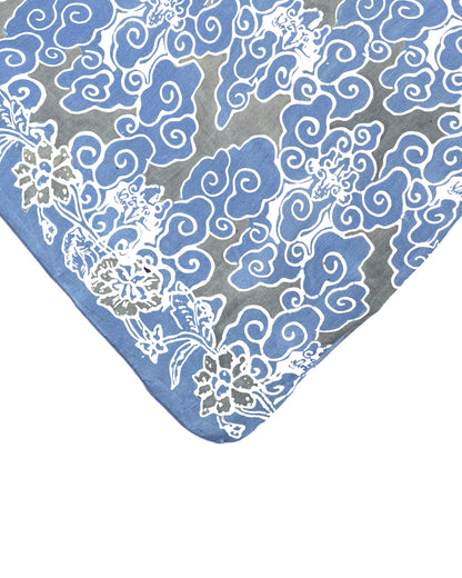 Ikat - Grey Blue   - silk  NEW