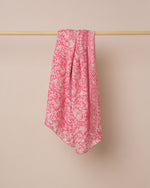 Pink flower print silk sarong and scarf