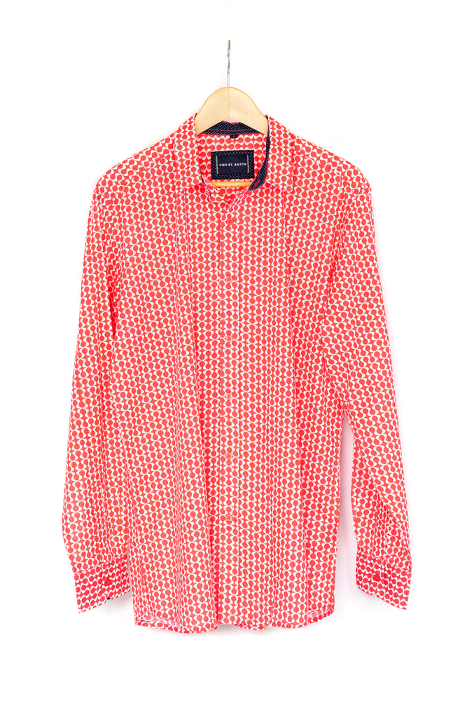 
            
                Load image into Gallery viewer, Men&amp;#39;s Italian cotton voile shirt - Ripple, Coral
            
        