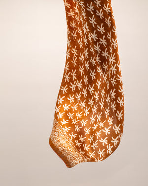 Bronze palm print silk sarong and scarf